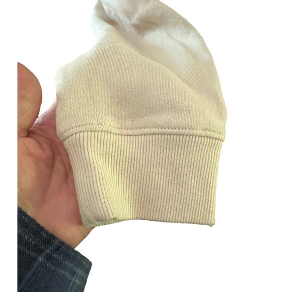 Vans long Sleeve Cream Color Hooded Cropped Sweatshirt with Large Pocket Women M - Picture 6 of 7